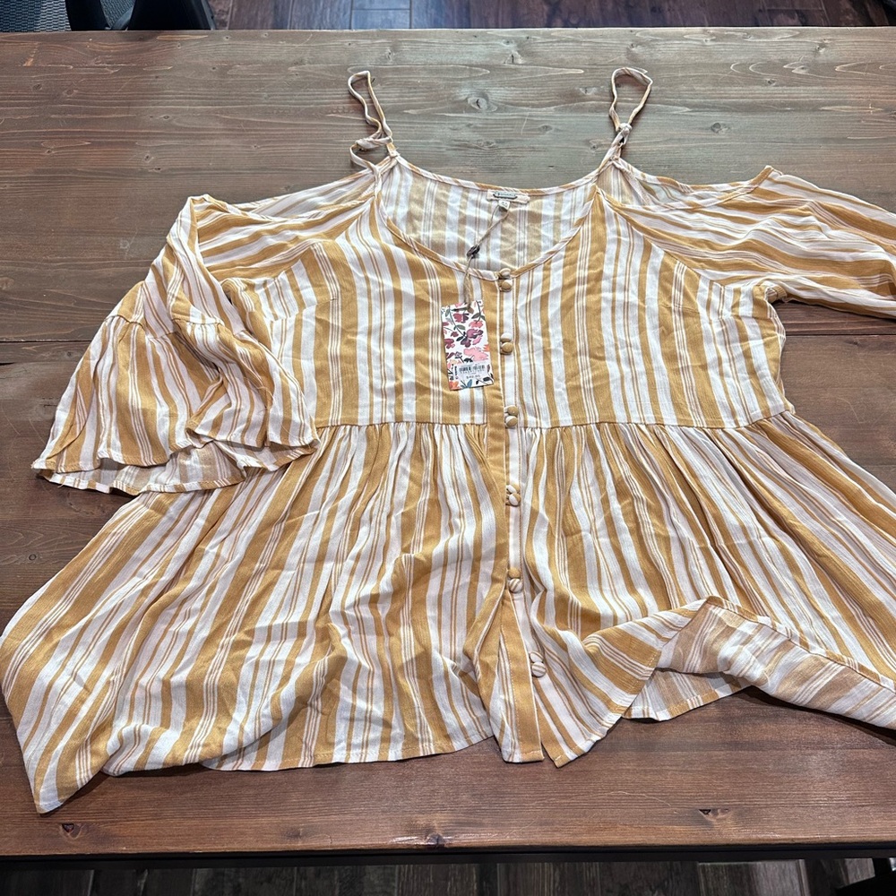 Yellow blouse, babydoll fit